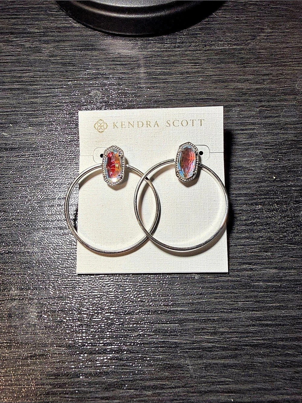 Kendra Scott Mayra Silver and Dichroic Glass Hoop Earrings